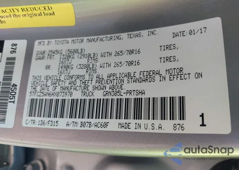 2017 Toyota Tacoma Dbl Cab/Sr/Trdspt/Or/Pro из США, поврежденный, VIN 5TFCZ5AN6HX073970